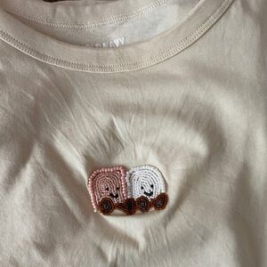Hand Beaded Embroidered Marshmallow Jellycat Tshirt